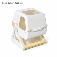 Bac à litière intelligent entièrement fermé pour chat, grande toilette automatique à capot avec tamisage, bac à litière auto-nettoyant manuel pour animaux de compagnie avec tiroir