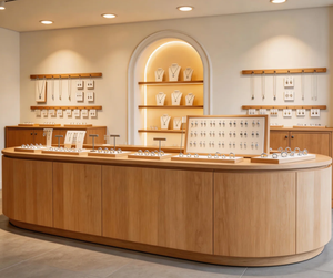 Comptoir d'îlot professionnel de luxe pour petite pâtisserie, vitrine en bois avec éclairage LED personnalisable, solution d'affichage étanche et écologique - Product Image 4