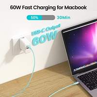 Cable de Carga Rápida Trenzado Tipo-C a C de 60W para Teléfono Inteligente, Laptop y Cámara
