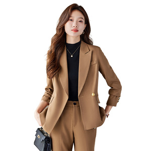 Women's Wool Suit Set Solid Color Anti-Wrinkle Professional Office Wear - Product Image 5