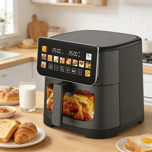 Friteuse à air chaud 1500W 2026 – Promotion exceptionnelle – Cuiseur vapeur électrique 6,5 litres sans huile avec lumière LED, corps en plastique basique, chauffage en acier inoxydable - Product Image 4