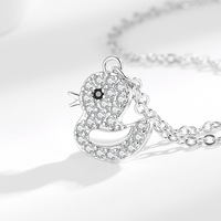 Collier tendance en laiton avec breloque petit canard en zircon cubique, bijou fantaisie animal mignon pour filles, cadeau Q549