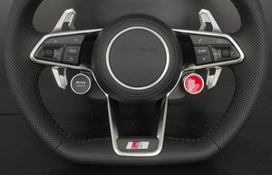 Levier de vitesses en cuir perforé et rouge pour volant sport <span class=keywords><strong>Audi</strong></span> A3 A4 A5 A6 A7 A8 Q3 <span class=keywords><strong>Q5</strong></span> Q7 R8 <span class=keywords><strong>S</strong></span>/RS <span class=keywords><strong>Line</strong></span> - Product Image 4