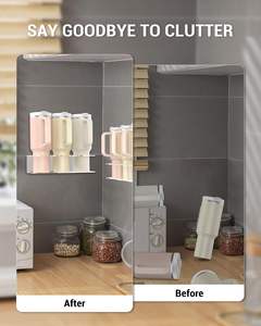 Support mural pour gobelets de 40 oz, organisateur en acrylique, présentoir pour bouteilles d'eau, support de rangement en plastique transparent - Product Image 4