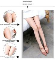 Collants 20D en gros à strass floraux, collants sexy noirs transparents à diamants, bas ornés de cristaux avec logo personnalisé pour femmes