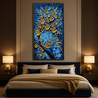 Peinture à l'huile abstraite 100% peinte à la main, motif floral doré, sur toile, art mural moderne pour salon, décoration intérieure