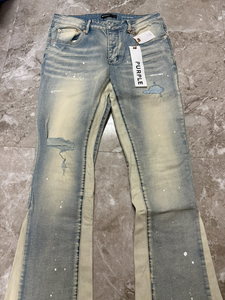 Stock <strong>High</strong> Quality New Designer Brand Purple Blue <strong>Jeans</strong> Straight Leg Frayed Wash Wholesale <strong>Men's</strong> <strong>Jeans</strong> - Product Image 3
