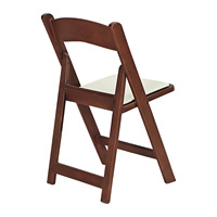 Chaise pliante rembourrée en résine marron foncé avec grain de bois