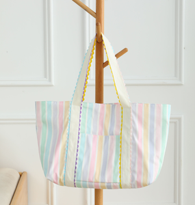 Sac fourre-tout en toile recyclée, très tendance, avec broderie décorative, portable, fermeture en polyester, idéal pour le shopping et les voyages. - Product Image 3