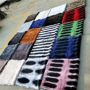 Factory OEM Supply Luxury Throw Rug Real Genuine Chinchilla Rex Rabbit Fur Blankets