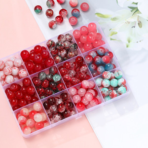 ลูกปัดอะคริลิกรูปทรงกลมสีแดงสำหรับทำเครื่องประดับและจี้โทรศัพท์ ขายส่งแบบลูกปัดหลวมคละแบบ - Product Image 1