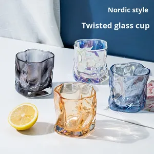 Mug à bière en verre torsadé style Ins, design Japandi, avec bouchon paille Superfit SK008CK – Vaisselle compacte de haute qualité pour thé/vin/<span class=keywords><strong>café</strong></span> - Product Image 3