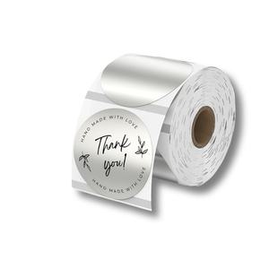 Étiquette adhésive personnalisée imperméable ronde de 2 pouces avec paillettes fines imprimables, film transparent doré, étiquette thermique directe - Product Image 4