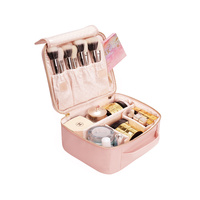 Rownyeon-bolsa organizadora de maquillaje profesional, estuche de cosméticos cuadrado Rosa, con logotipo personalizado, el mejor precio
