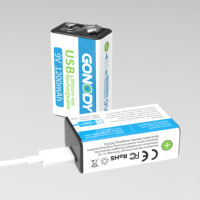 Batterie rechargeable au lithium GONODY YT9V 9V 1200mAh USB Type-C certifiée CE, batterie Li-ion 9V