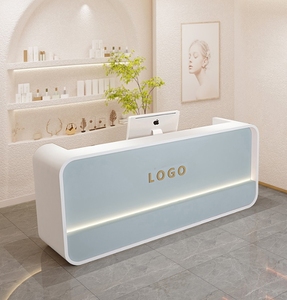 Tòa nhà văn phòng tiếp tân bằng gỗ Bàn quầy bàn nhỏ vẻ đẹp tóc Nail Salon quầy lễ tân để bán - Product Image 5