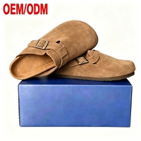 Mules et sabots respirants en daim de vache à enfiler avec semelle intérieure en liège souple et amortie, soutien de la voûte plantaire, chaussures décontractées confortables, vente en gros