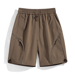 Pantalones Cortos Tácticos Marrones para Hombre con Cordón Lateral, Pantalones Casuales Holgados de Cinco Bolsillos para Hombre, Ropa Exterior de Longitud Media - Product Image 3