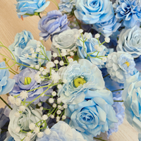Cascade de roses artificielles série bleue, arrangement floral pour table, décoration de scène de banquet de mariage, chemin de table fleuri