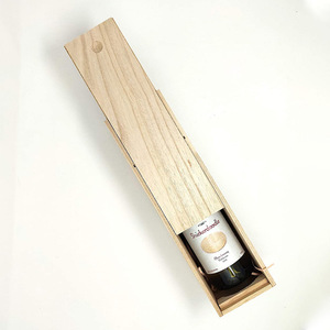 Caja de Madera para Vino, para una Sola Botella, de Madera de Paulownia, con Tapa Deslizante, Hecha a Mano, Rectangular, 10 Pulgadas de Alto - Product Image 2