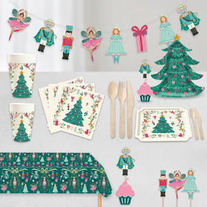 Ensemble de vaisselle jetable en papier Damai pour Noël, avec assiettes, gobelets, fourchettes, couteaux et guirlande, pour les fêtes d'enfants - Product Image 1