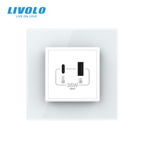 <span class=keywords><strong>Cargador</strong></span> de Pared LIVOLO Tipo 86 Estándar del Reino Unido, 36W, USB A+Tipo C, Doble Puerto, Enchufe de Carga para Teléfono, Alta Seguridad, para Viviendas y Apartamentos - Product Image 2