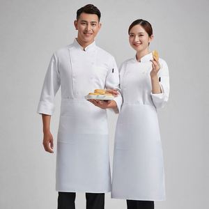 Veste de chef unisexe en coton, uniforme de travail de cuisine avec caractéristiques anti-plis, résistantes aux acides et respirantes, fourniture ODM personnalisée - Product Image 1