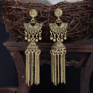 Indian Ethnic Style Long Chain <b>Tassel</b> <b>Earrings</b> With Heart Design For Women 2022 - Product Image 1
