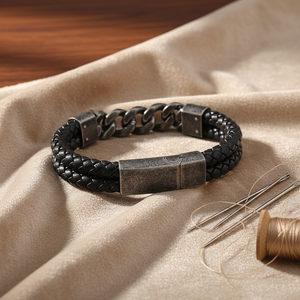 Bracelet en cuir TIZTI, bijoux en cuir, chaîne à maillons, fermoir magnétique en acier, acier inoxydable noir antique, bracelet en cuir tressé pour <span class=keywords><strong>homme</strong></span> - Product Image 3