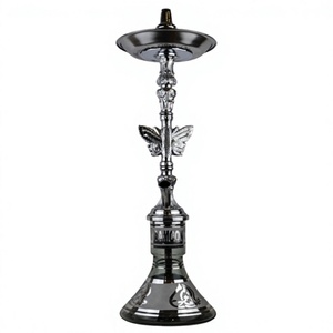 Auténtica cachimba Khalil Mamoon egipcia hecha a mano con diseño de mariposa, de plata, con núcleo de latón (80 cm) - Product Image 1