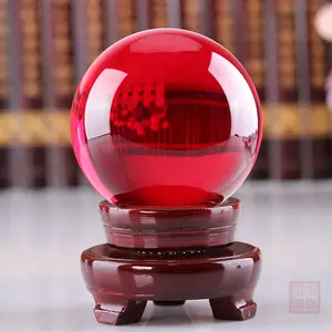 K9 Bola Kristal Ajaib 80Mm Dia Merah Solid K9 Ajaib Warna-warni Cantik