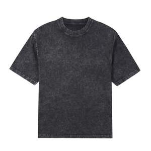 T-shirt streetwear à col rond, lavage à l'acide, coton lourd, t-shirts 250 g/m², haute qualité, lavage vintage, épaules tombantes, t-shirt surdimensionné - Product Image 5