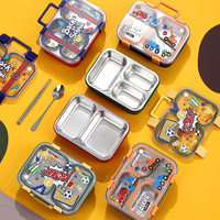 Boîte à lunch en acier inoxydable 304 Trois et quatre compartiments Individuellement Anneau d'étanchéité en silicone Portable Cartoon Bowl Lunch Boxes