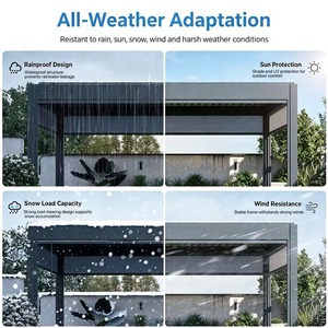 Gazebo en aluminium léger, robuste, <span class=keywords><strong>petit</strong></span>, imperméable, écologique, facile à installer, <span class=keywords><strong>abri</strong></span> compact pour <span class=keywords><strong>jardin</strong></span> et terrasse - Product Image 2