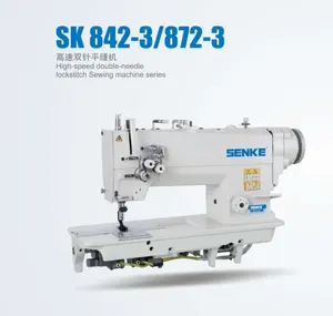 Máquina de coser para pantalones vaqueros, SK842-3 de alta velocidad para evitar el deslizamiento del material de sutura, precio de aguja Doble