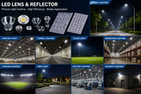 Lentille optique carrée personnalisée 49,9x49,9 mm à 16 LED, faisceau étroit de 30 degrés pour éclairage industriel et projecteurs OEM