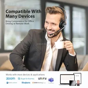 Fones de ouvido sem fio com microfone, com cancelamento de ruído, fones de ouvido com microfone mute, fone de ouvido para pc sem uso de zoom/equipes ms/s