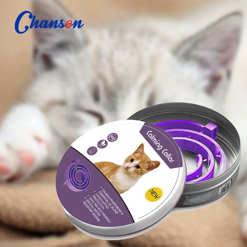 Fabricante de fábrica, aceites esenciales, collar de feromonas calmante de lavanda para gatos, collar antiladridos para perros