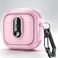 Étui de protection antichoc en silicone rose Weview pour écouteurs, avec mousqueton, anti-chute, pour écouteurs sans fil, étui de rangement portable pour casque