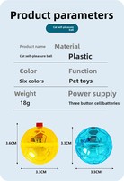 Balle automatique durable et résistante aux morsures pour chat et chien avec batterie intégrée, lumière flash, jouet d'exercice silencieux en plastique pour animaux de compagnie