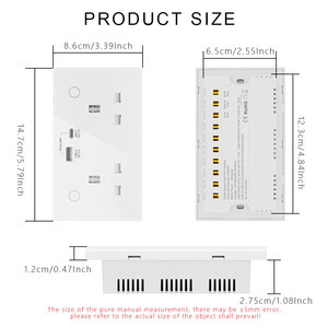 <span class=keywords><strong>Prise</strong></span> murale intelligente LangYeao 20W PD QC Tuya WiFi ZIGBEE avec surveillance de la consommation d'énergie, 13A, 2 prises USB Type-C, verrouillage enfant, compatible Alexa - Product Image 6