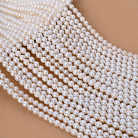 Vente en gros de perles d'eau douce naturelles de qualité AAA de 4-5 mm, perles rondes blanches en vrac, matériau pour la fabrication de bijoux DIY