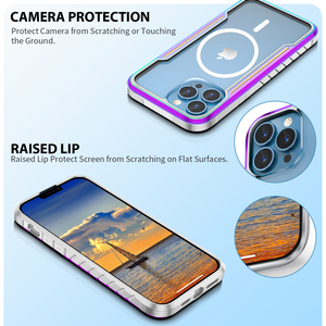 Custodia Magnetica di Lusso per <span class=keywords><strong>iPhone</strong></span> 15 Pro Max, Custodia Magnetica Resistente per <span class=keywords><strong>iPhone</strong></span> 14, Custodia Protettiva in Metallo Trasparente Testata per Cadute per <span class=keywords><strong>iPhone</strong></span> 13/12 - Product Image 4