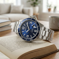 Montre pour homme avec bracelet en acier inoxydable, affichage de la date, montres de luxe pour homme, style simple, mouvement mécanique 44 mm