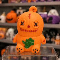 En gros Jouet Squishy Homme Citrouille d'Halloween, Poupée Citrouille Cousue avec Yeux Bouton, en Matériau TPR, Jouet Sensoriel Anti-stress à Presser