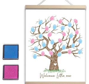Livre en toile avec empreintes digitales pour révélation du sexe, idéal pour la décoration de fête de révélation du sexe et les cadeaux - Product Image 3
