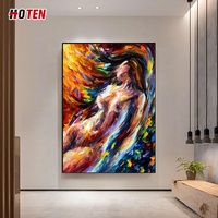 Belle Peinture à l'Huile Abstraite Peinte à la Main sur Toile, Motif Femme Jeune Sexy Dansante, Dos Nu, pour Chambre à Coucher, Importation Chine