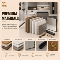 Ensemble de meuble-lavabo suspendu gris mat moderne Elite avec comptoir en terrazzo et miroir LED circulaire pour projet de villa - Offre spéciale