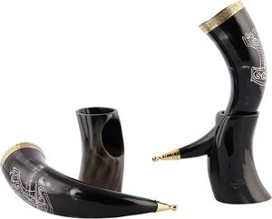 Cuerno para beber vikingo hecho a mano respetuoso con el medio ambiente personalizado de la mejor calidad, técnica tallada, hogar, restaurante, Hotel, uso directo de la India - Product Image 2