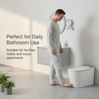 WC intelligent monobloc en céramique avec chasse d'eau électrique automatique, siège chauffant, capteur de pied et cuvette allongée pour salle de bain moderne